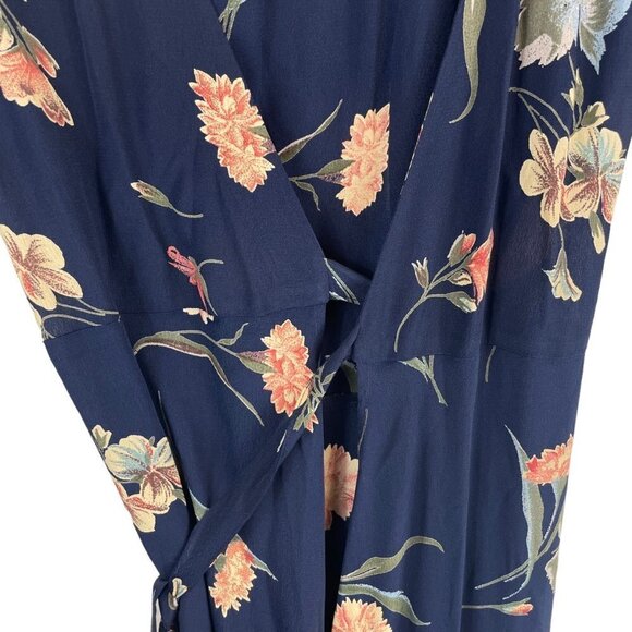 Christy Dawn The Autumn Floral Print Short Sleeve Wrap Dress Navy Blue Size S - Picture 4 of 11